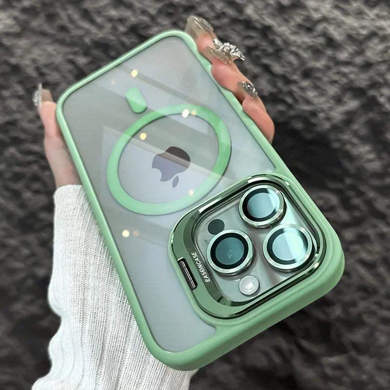 Luxury Magnetic Shockproof Macsafe Case for Magsafe IPhone 15 14 13 12 16 Pro Max Plus 11 i16 Glass Lens Protection Stand Cover