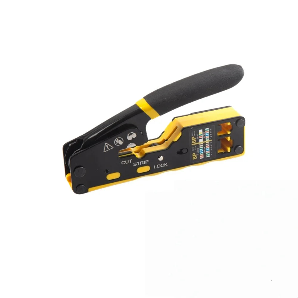 HOMEFISH 6088 Through-Hole Wire Crimper 8P6P Dual-Use Pliers for RJ45 Punch-Down RJ45 Crystal Head