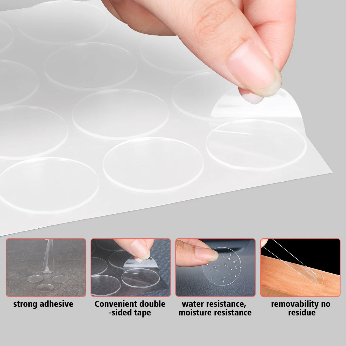 Clear Acrylic Double-Sided Tape Traceless Nano Adhesive Dots, Waterproof EVA for Balloons Car Plastic Glass Metal Drywall etc
