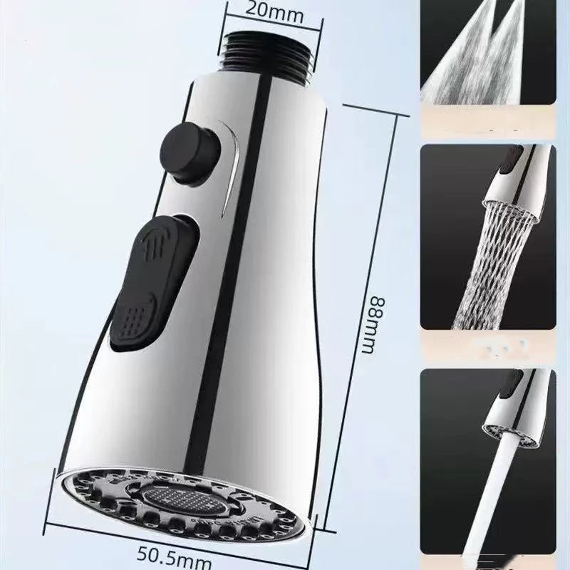 Kitchen Pull Out Faucet Sprayer Nozzle 3 Modes ABS Water Saving Bathroom Basin Sink Shower Spray Head For 1/2" Connection