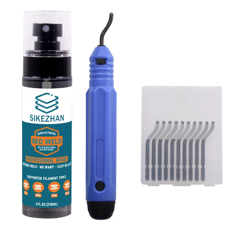 3DPrinter Adhesion Aid+Deburring Finishing Tool，Strong Bed Hold，No Warp，Easy Lift‑Off，Clean Up Prints，For PLA/ABS/PETG/PEI/Glass
