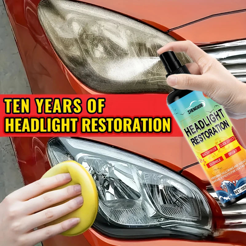 Headlight Restoration Kit - Transparent, Bright Headlight Advanced Repair Solution, Prevents Yellowing and Oxidation, Long-Lasting Protective Coating Spray