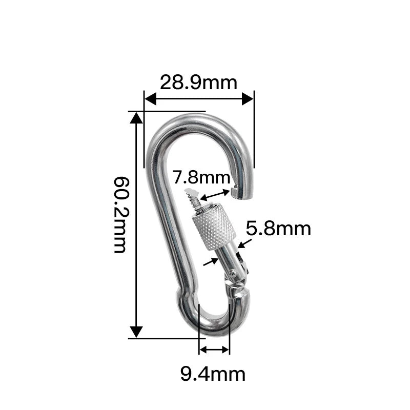 304 Stainless Steel Carabiners - Heavy Duty, Durable & Rust-Free Clips for Gym, Swing, Dog Leashes, Hammocks, Keychains