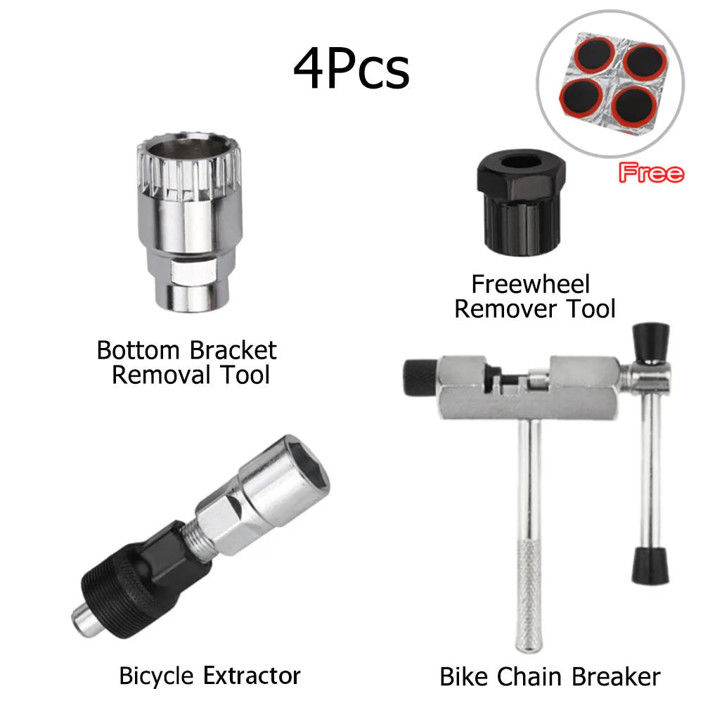 Bicycle Repair Tool Kits Flywheel Remover Cutter Chain Breaker Crank Puller Spoke Wrench MTB Road Bike Maintenance Tools Set