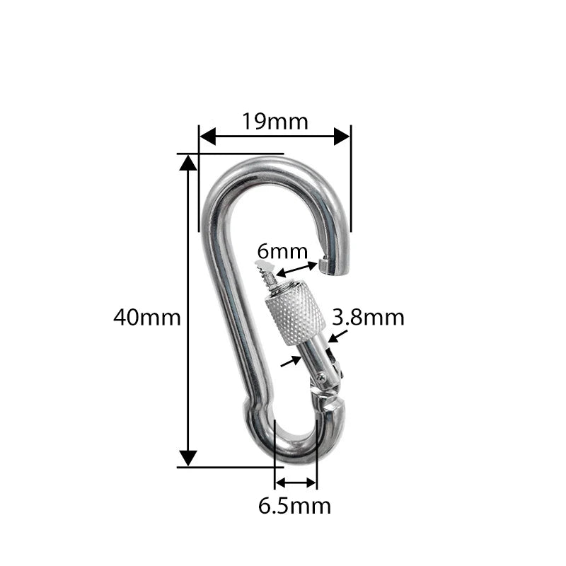 304 Stainless Steel Carabiners - Heavy Duty, Durable & Rust-Free Clips for Gym, Swing, Dog Leashes, Hammocks, Keychains