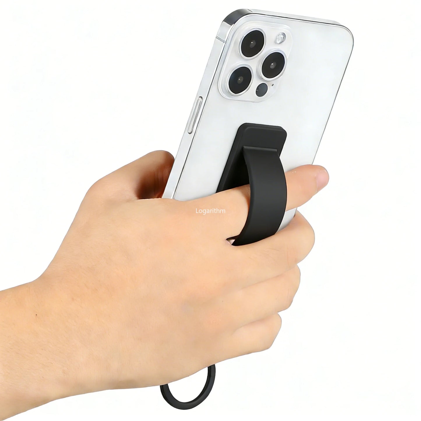 Wrist Band + Finger Grip 2-in-1 Phone Holder, Sticky Socket Stand Compatible with iPhone 12-17/Xiaomi