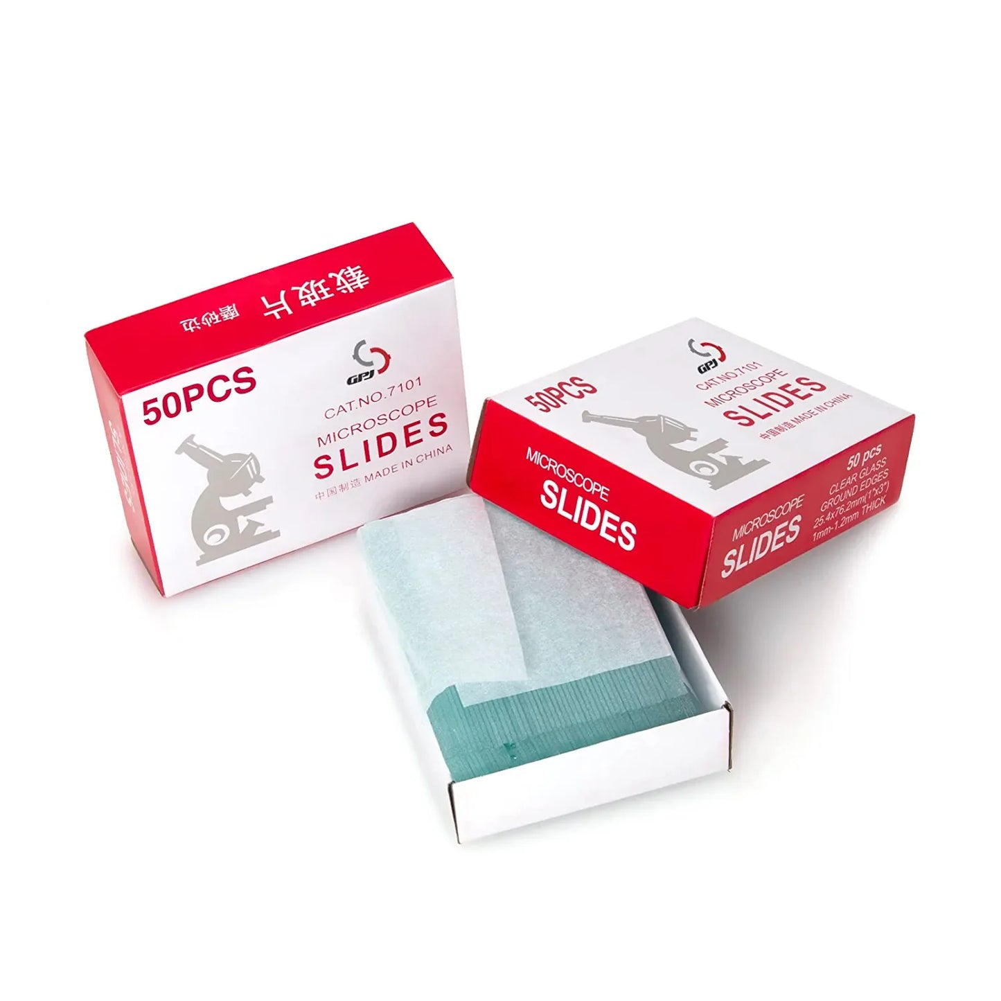 50 pcs/Box Lab Microscope Slides 1mm-1.2mm Thick Glass Slides for Microscope, Clear Glass Ground Edges 1" x 3" Accessories