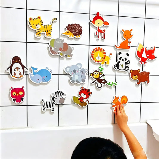 Baby Toy Animal Bath Toys for Kids Soft EVA Paste Bathroom Toys Animal Cognitive Floating Water Toys for Boys Girls 2 to 4 Years