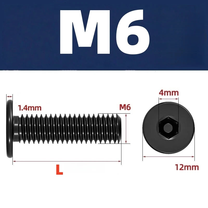 M2 M3 M4 M5 M6 M8 Black 304 Stainless Steel Low Profile Socket Head Cap Screws Hex Key Bolts Ultra Thin Flat Head Allen Hexagon