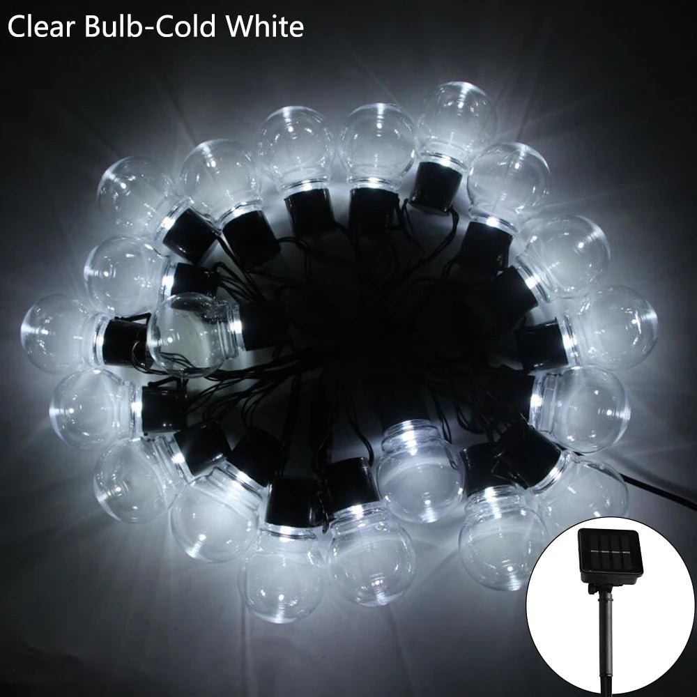 5/7/12M LED Globe Solar Fairy String Lights Bulb Christmas Garland Street Wedding Lamps Outdoor For Party Holiday Garden Patio