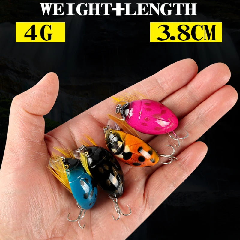 Artificial Fishing Cicada Bait Insect Bug Lure 38mm/4g Sea Beetle Crank Floating Wobblers Bass Carp Hard Bait Fishing Tackle