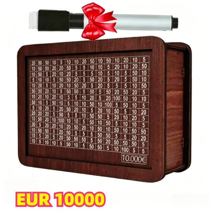 1000/3000/5000/10000 Euro Money Box Wooden Piggy Bank Reusable Personalized Piggy Bank Children Challenge Cash Storage Case