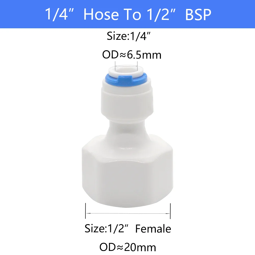 YQBS Female Thread RO Aquarium Accessories  Quick Connector 1/8 1/4 3/8 1/2 3/4 BSP  Adapter Straight Combination Tube