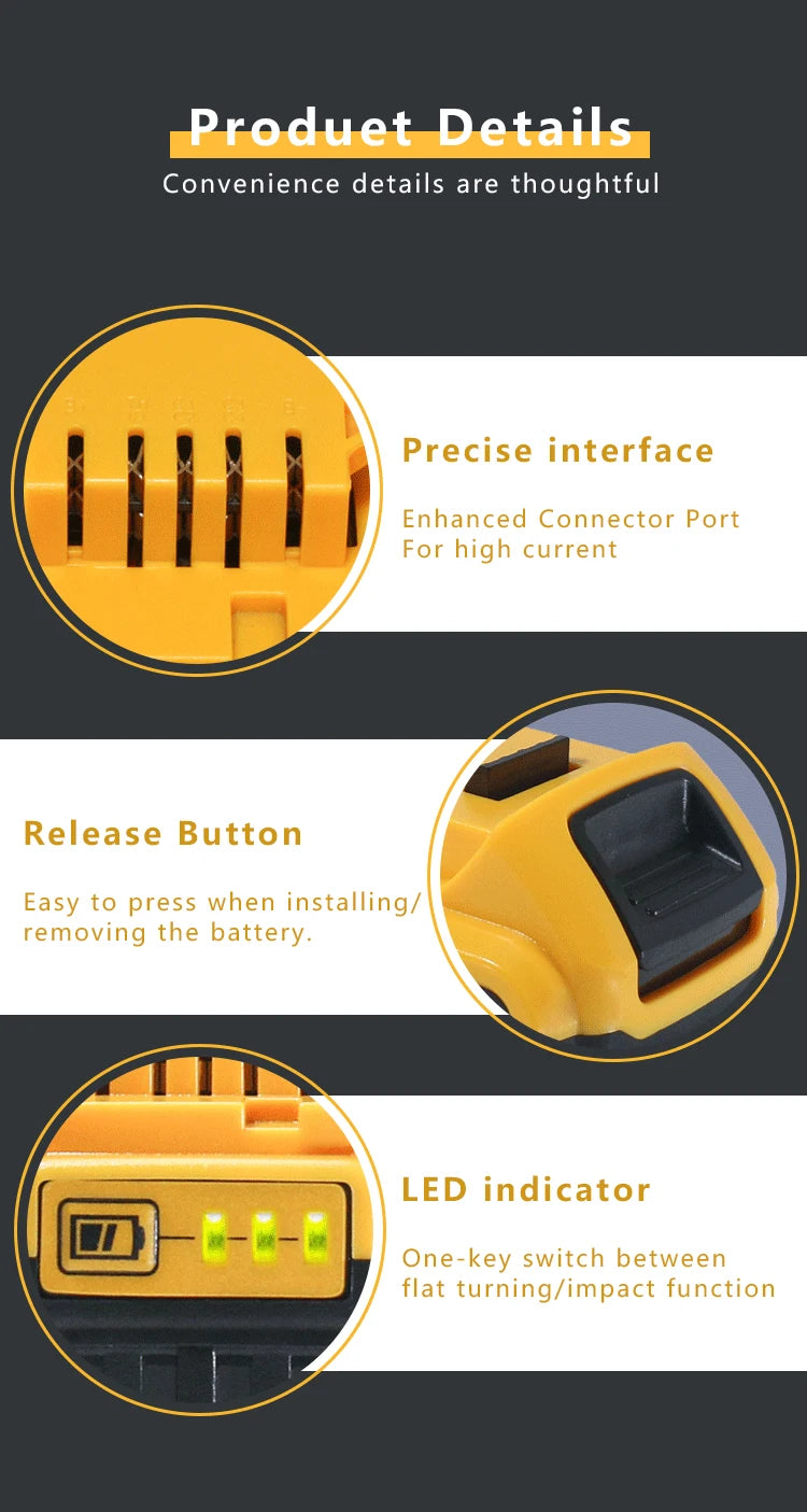 20V 12.0Ah Battery Replacement for Dewalt 20V MAX Lithium ion DCB200 DCB204 DCB205 DCB206 DCB612 Cordless Power Tool - 1/2/4 Pack Options