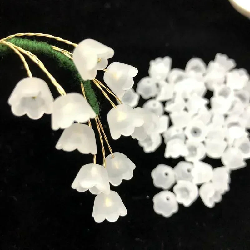 50/100/200pcs Transparent Acrylic Beads Tulip Flower Lily of The Valley for Jewelry Making DIY Bracelet Necklace Crafts Material
