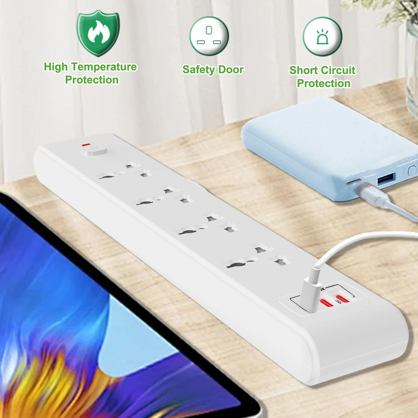1pc white AU Wall mounted power socket extension with USB PD 20W fast charging Safety door design Suitable for home office use