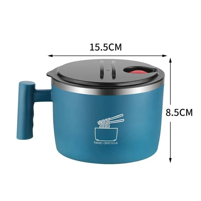Stainless steel best-selling instant noodle bowl with lid, a sealed and portable draining bowl, suitable for kitchen utensils, a