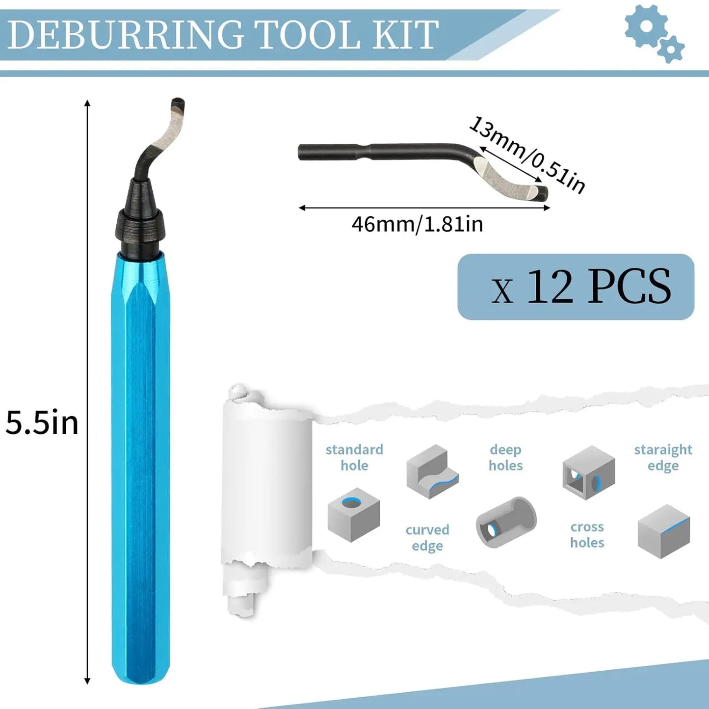 Deburring Tool with 12 High Speed Steel Blades, Deburring Tool 3D Printing, Deburring Tool for Metal,Plastic, 3D Printed Edges