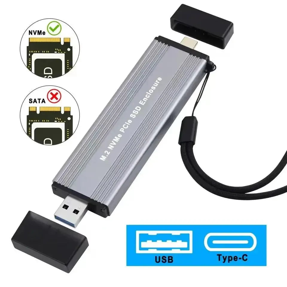 SAMGET M.2 SSD Case M.2 to USB 3.1 Gen 2 10Gbps Aluminum Case USBC USBA to NVMe PCIe External Enclosure for M2 NVMe SSD