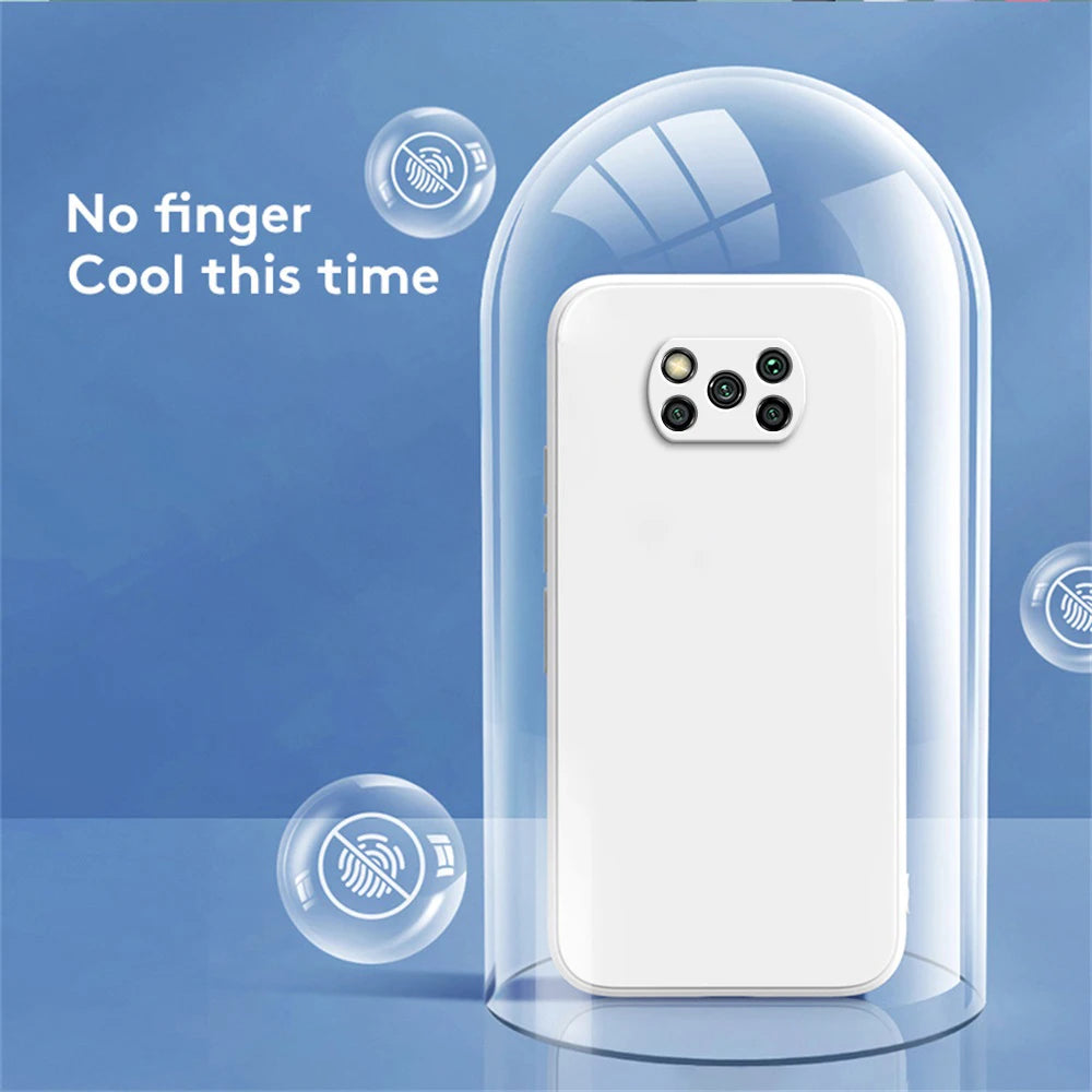New Square Liquid Silicone Case for Xiaomi POCO X3 Pro NFC X3Pro X3NFC Shockproof Soft Cover Coque