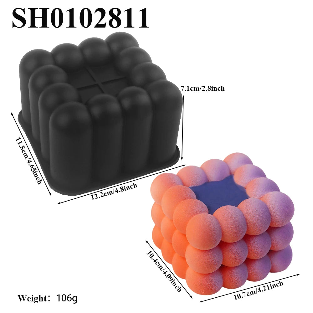 Heart Shaped Cylindrical Square Texture French Mousse Cake Mould Silicone Soap Mold Jelly Pudding Dessert Tools Kitchen Bakeware