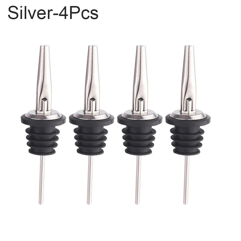 4Pcs Black/Rose Gold/Silver Liquor Pourers, Stainless Steel Liquor Bottle Pourers for Alcohol, Bar Accessories Pour Spouts