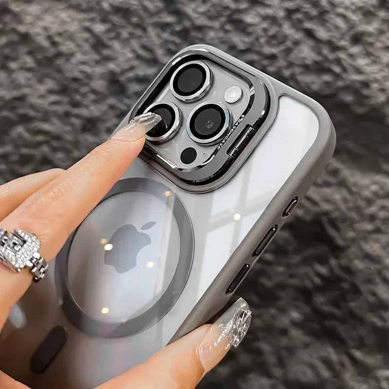 Luxury Magnetic Shockproof Macsafe Case for Magsafe IPhone 15 14 13 12 16 Pro Max Plus 11 i16 Glass Lens Protection Stand Cover