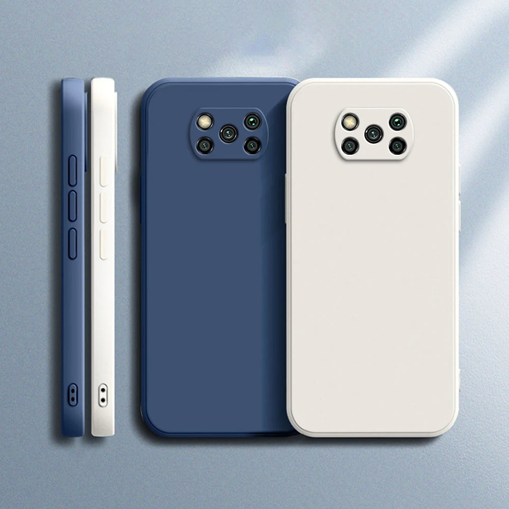 New Square Liquid Silicone Case for Xiaomi POCO X3 Pro NFC X3Pro X3NFC Shockproof Soft Cover Coque