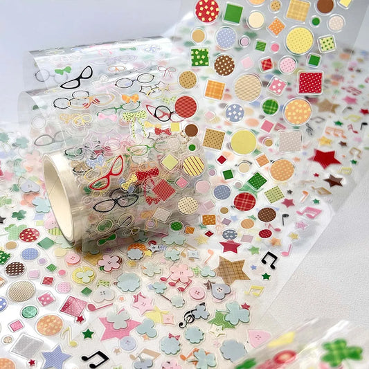 PET Doodle Sticker Tapes Clover Stickers Glasses Idol Cards Deco Salt Style Scrapbook Journal DIY Decor Supplies