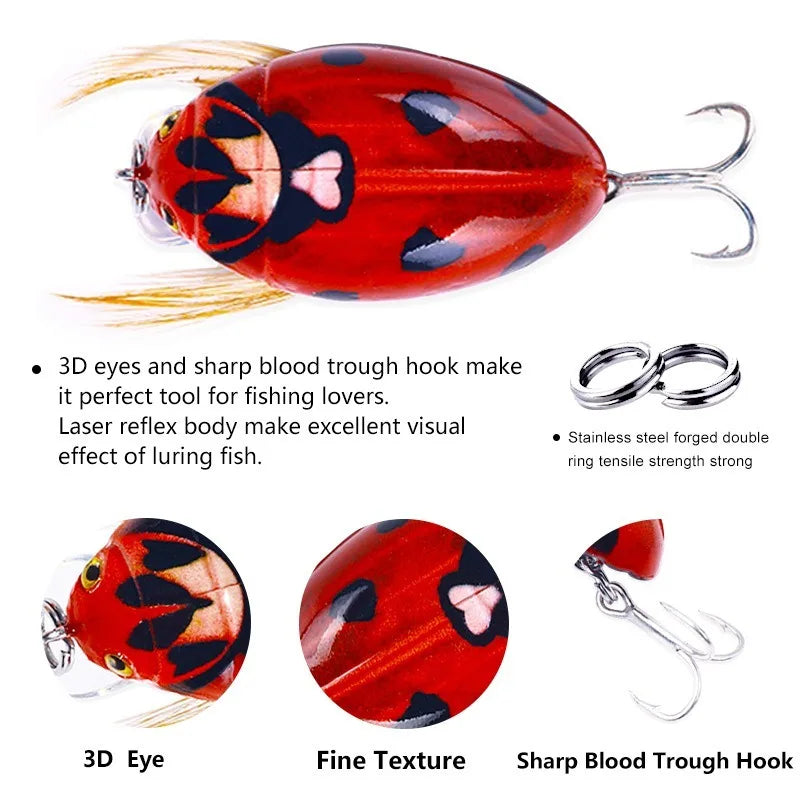 Artificial Fishing Cicada Bait Insect Bug Lure 38mm/4g Sea Beetle Crank Floating Wobblers Bass Carp Hard Bait Fishing Tackle