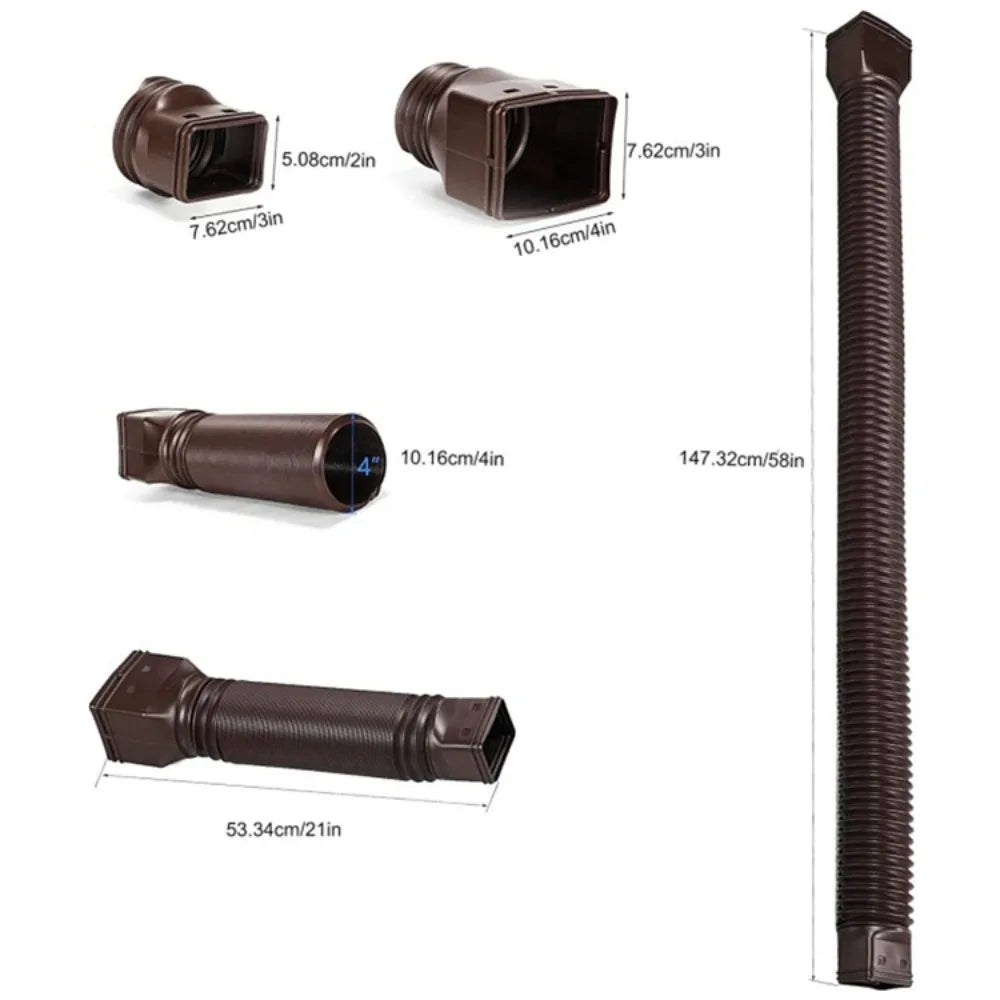 Retractable Rain Gutter Downspout Extensions Rainwater Drainage Adjustable Drain Downspout Extender with Screws