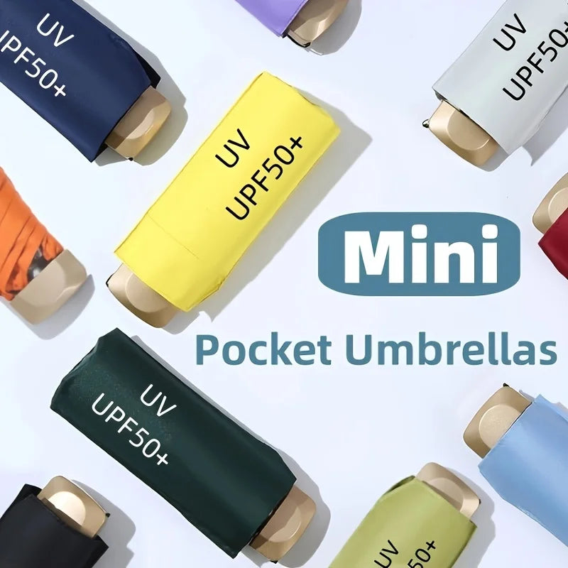 Mini Sun Umbrella Small Pocket Rain Travel Umbrella Vinyl Folding Umbrella UV Protection Sun Shade Pocket Parasol Capsule  자동