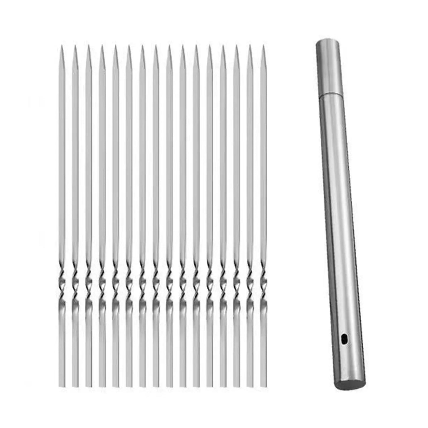 20 Pcs Reusable Barbecue Skewer Rotatable Flat Metal Barbecue Skewers for Garden Courtyard Barbecue