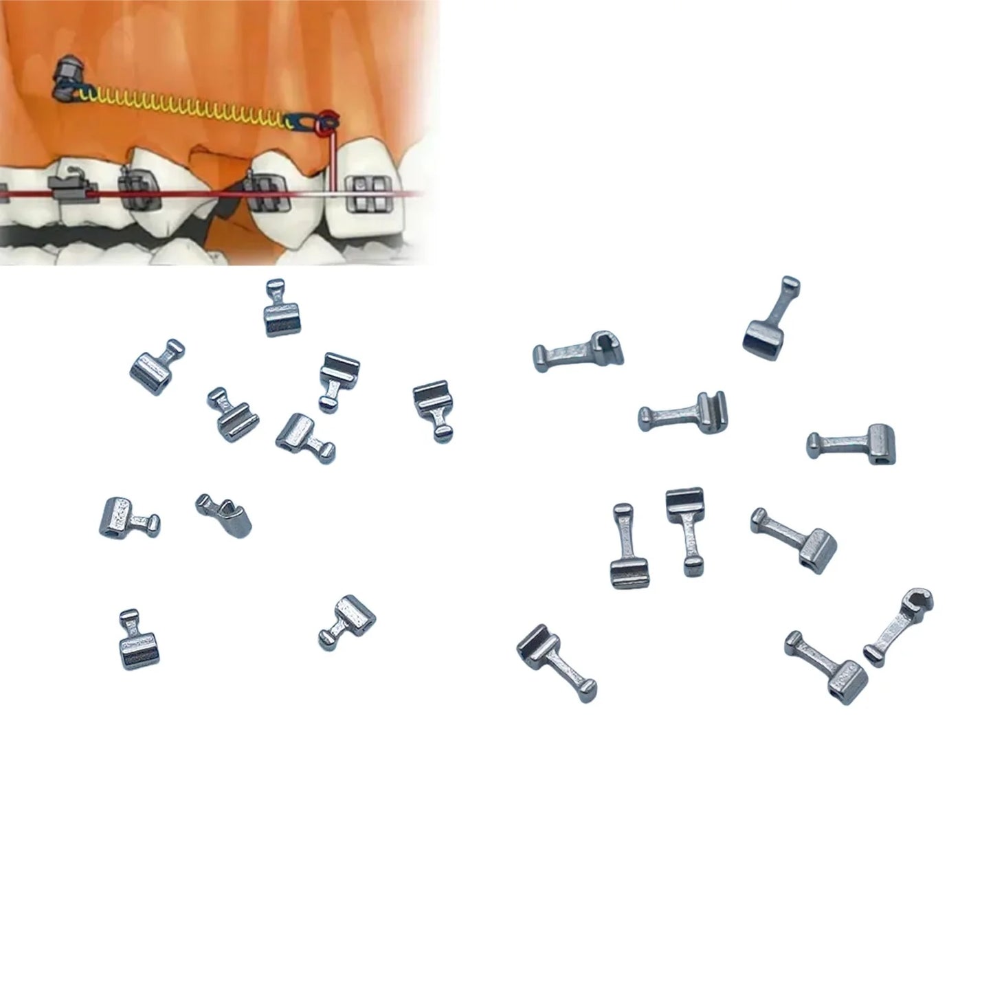 10Pcs/Pack Dental Crimpable Hooks Cross Tube Long Short Right/Left Stainless Steel Multi-function Durable Easy Use Ortho Tools