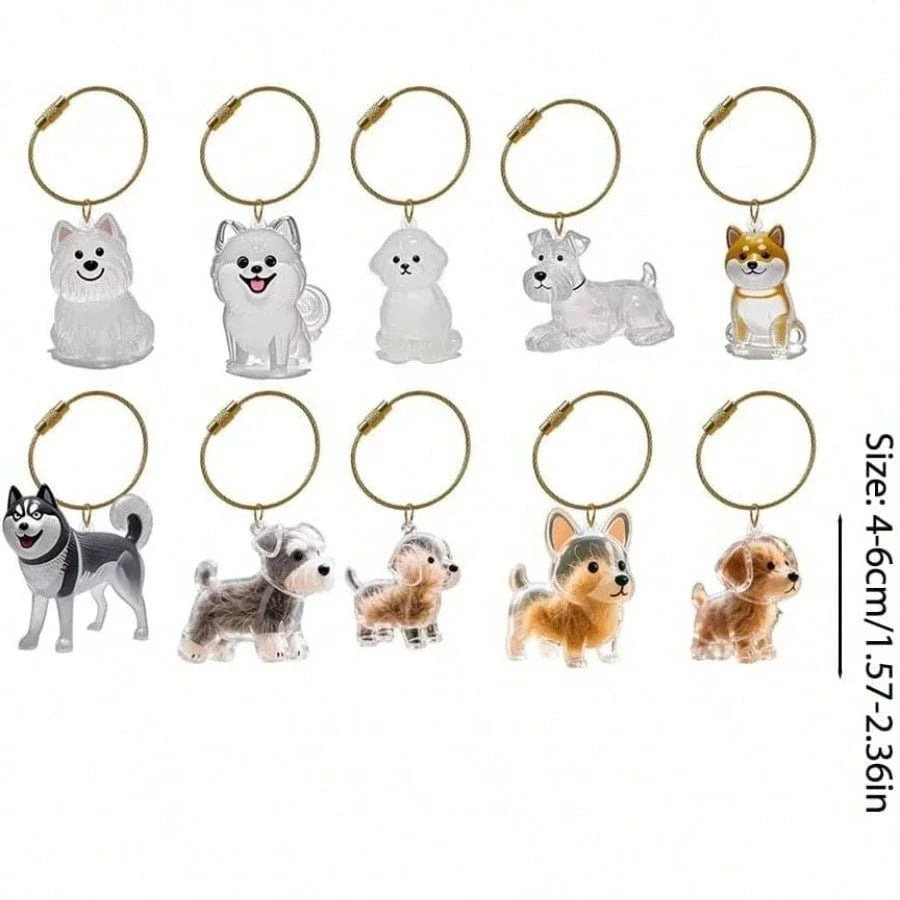 Adorable Dog Hair Storage Pendant Transparent Lovely Pet Hair Storage Box Keychain Handmade DIY Pet Souvenirs for Pet Lovers