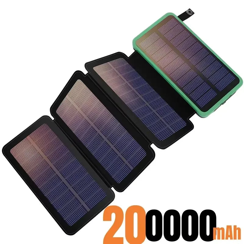200000mAH Solar Power Bank Folding Solar Panels 5V 2A USB Output Portable Outdoor Camping Sun Power For IPhone Android