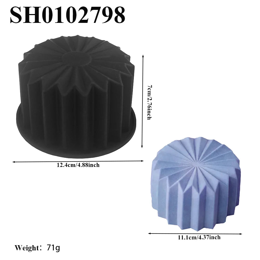 Heart Shaped Cylindrical Square Texture French Mousse Cake Mould Silicone Soap Mold Jelly Pudding Dessert Tools Kitchen Bakeware