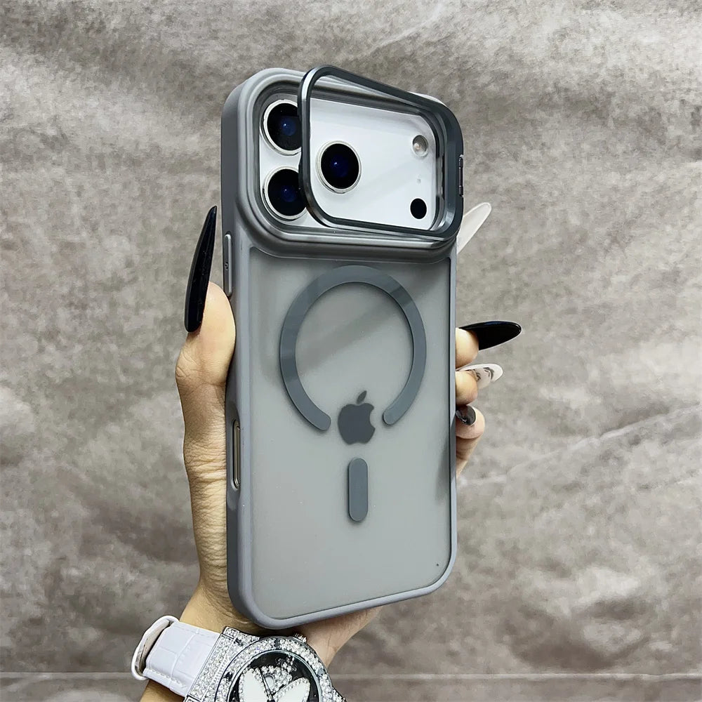 Matte Magnetic Translucent Wireless Charge Stand Case For iPhone 17 Pro Max Air 16 15 14 13 12 11 for Magsafe Must-Haves Cover