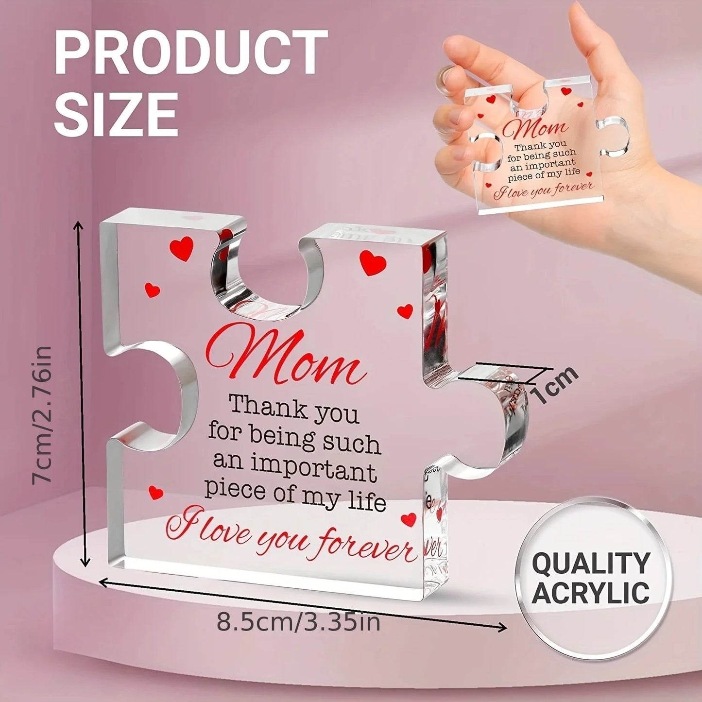 1pc,Birthday Gifts for Mom - Engraved Acrylic Block Puzzle Mom Present, Christmas Present, Commemorative Decorative Gif