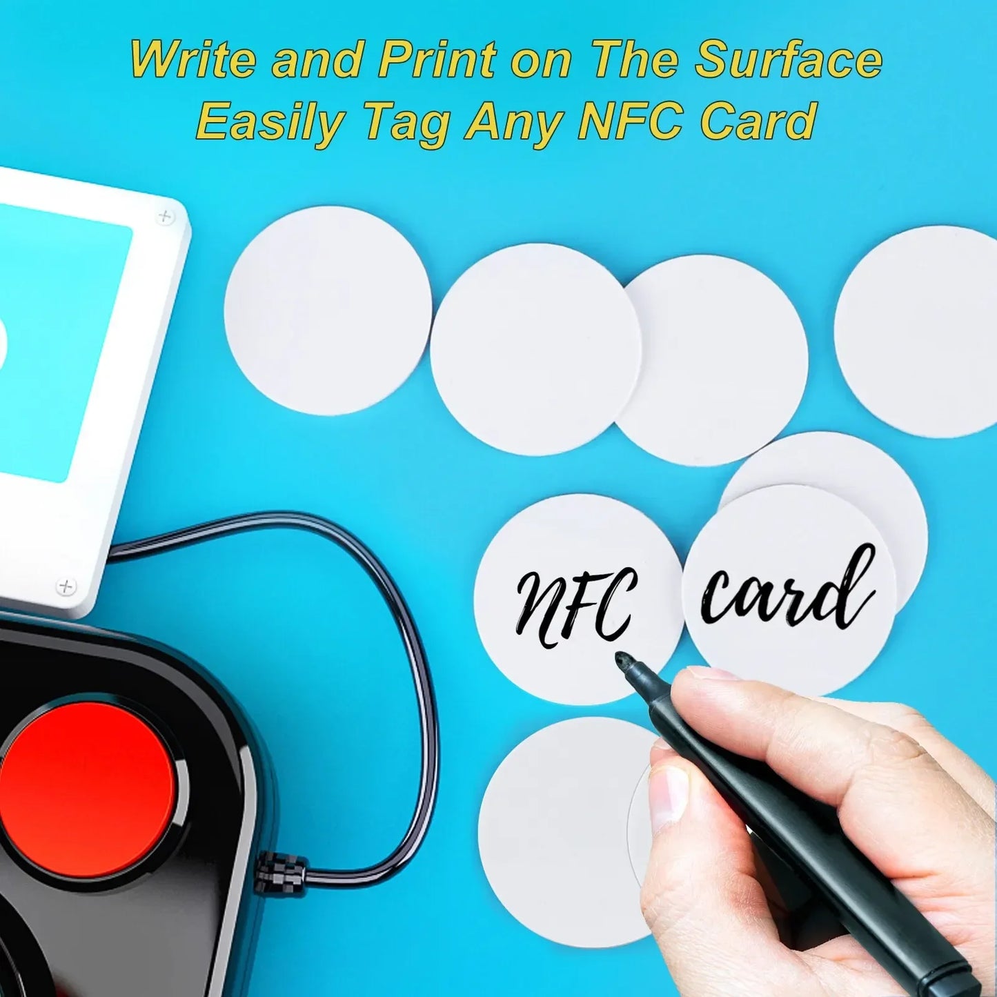 5YOA 20pcs 50pcs 13.56MHz Ntag215 NFC Coins Adhesive Cards Badge Backing 504 Bytes ISO/IEC 14443 A 25mm Waterproof PVC 215 Tag