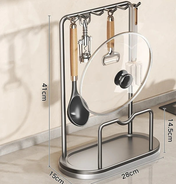 Kitchen Utensil Stand: Rotating Storage Hanger with 8 Hooks,for Countertop Organization Rotatable Cooking Utensils Holder
