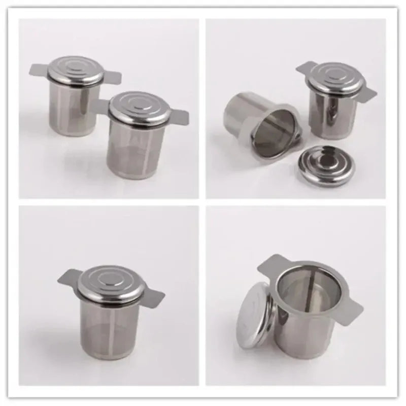 Binaural Net Stainless Steel Mesh Tea Maker with Lid Filter Coffee Filter Basket Tea Filter Be Reusable Strainer Tea Accessories