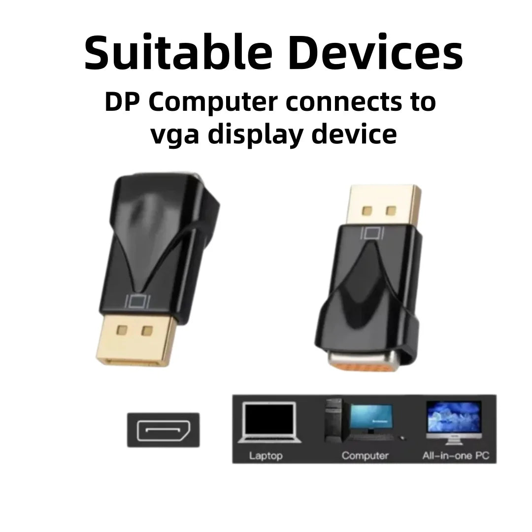 Grwibeou 1080P HD DP to VGA Adapter DisplayPort DP to VGA Converter Suitable for Projectors TVs PCs Laptops Monitors