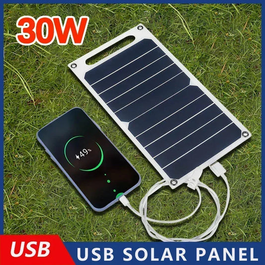 Waterproof 30W Solar Charging Panel 6.8V With USB Port Portable Power Supply for Camping Hiking Mobile Devices