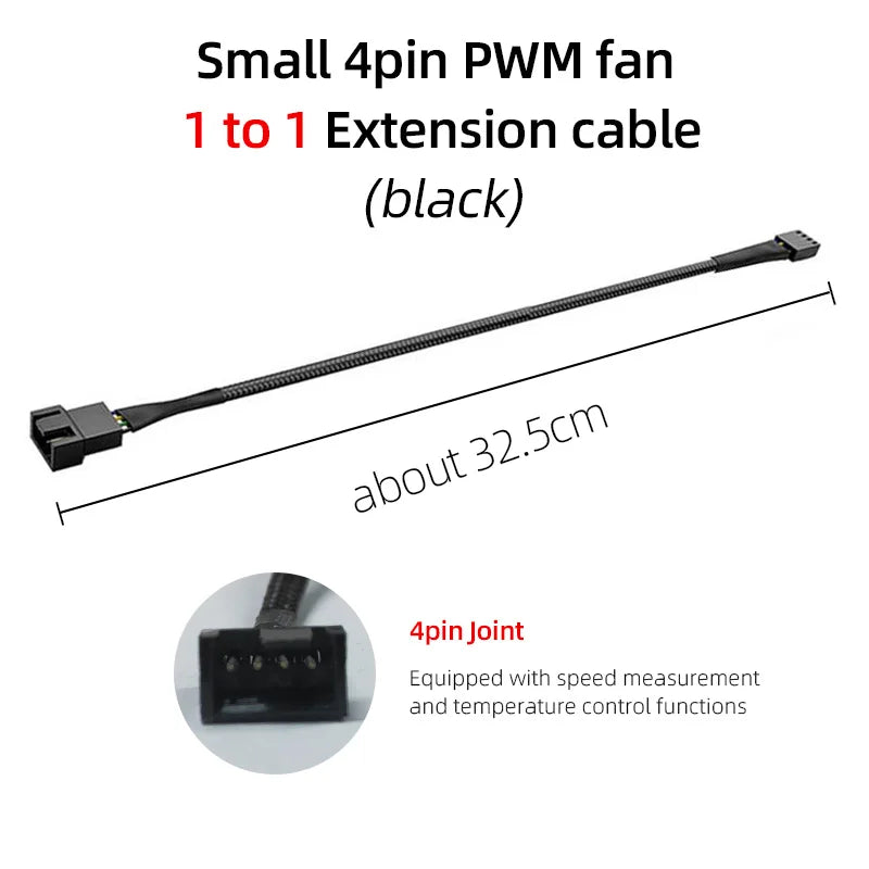 Teucer 12V/4Pin PWM Black/White Adapter Cable 1 to 1/2/3/4 Computer CPU Cooler Fan Splitter PC Chassis Fan Extension Power Cable