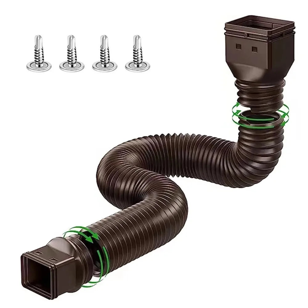 Retractable Rain Gutter Downspout Extensions Rainwater Drainage Adjustable Drain Downspout Extender with Screws