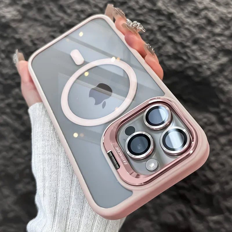 Luxury Magnetic Shockproof Macsafe Case for Magsafe IPhone 15 14 13 12 16 Pro Max Plus 11 i16 Glass Lens Protection Stand Cover