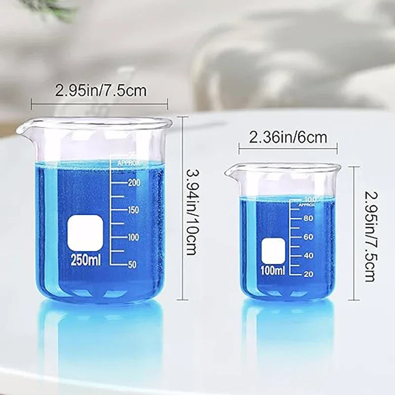 Lab Borosilicate GLass beaker  Graduated Beakers Measuring Glass Cup Chemical Experiment Laboratory Equipment Multiple Capacity