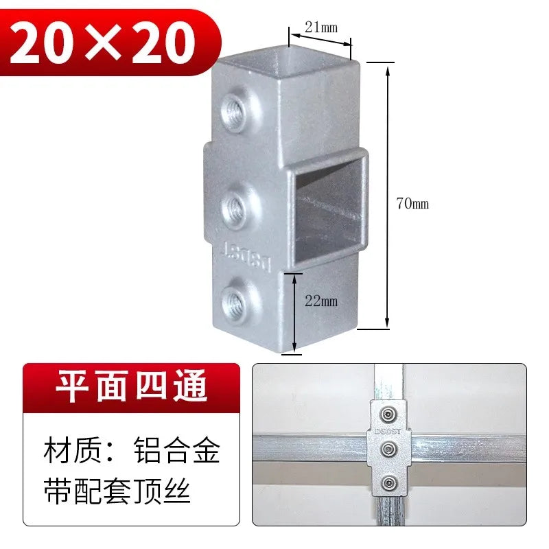 20/25/30mm Square Tube Connectors Galvanized Aluminum Alloy Square Tube Connector Tee Fasteners Square Steel Fixed Clips