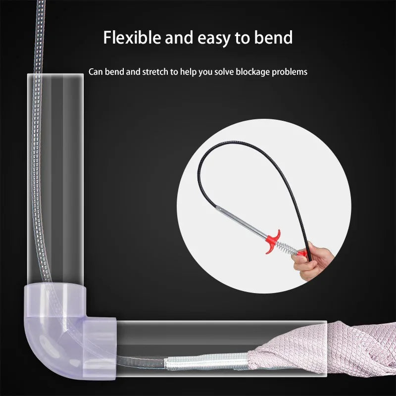 60cm Spring Pipe Dredging Tools, Drain Snake, Drain Cleaner Sticks Clog Remover Cleaning Household for KitchenBending sink tool